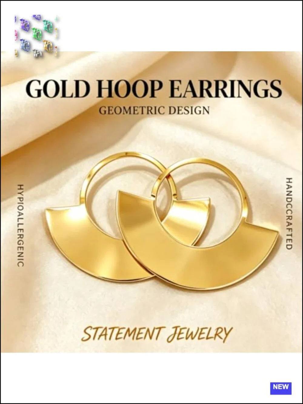 Large Gold Statement Hoop Earrings for Women, Trendy Oversized Geometric Disco
